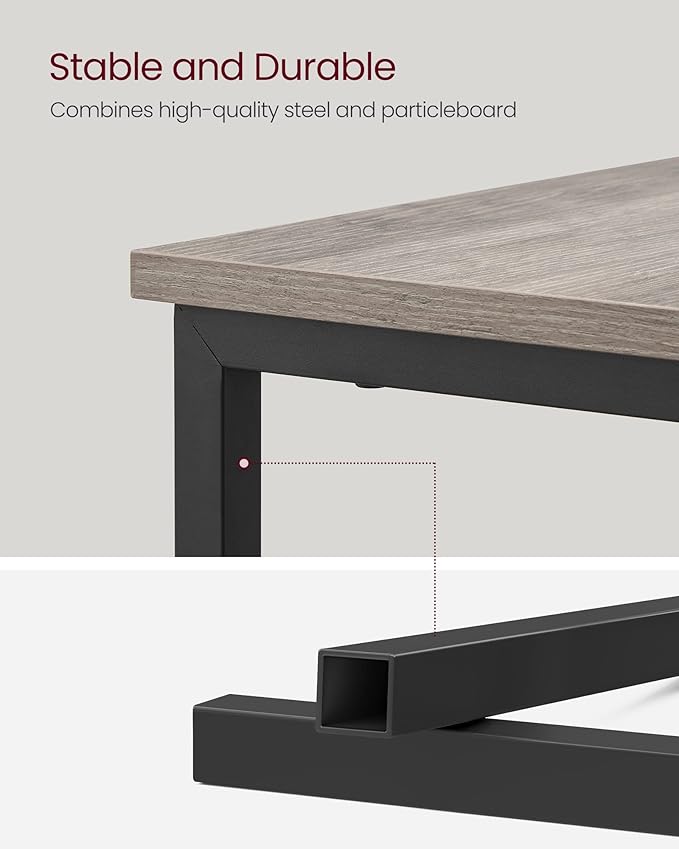 VASAGLE Side End Table with Charging Station, Slim Nightstand with 2 Drawers, Narrow Bedside Table for Living Room, Small Spaces, Heather Greige and Ink Black ULET321B02