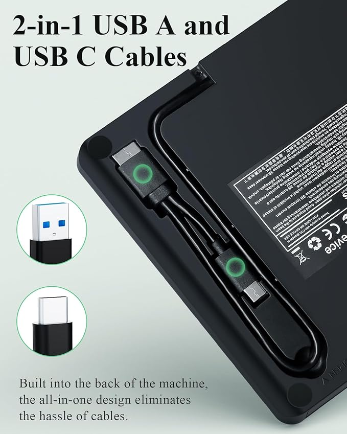 PeroBuno External CD DVD Drive, USB 3.0 Type-C Optical Drive, 0.5-inch Ultra-Slim Portable DVD CD ROM Disc Player Reader Writer Rewriter Burner Recorder for Laptop PC MacBook Windows Linux Mac OS