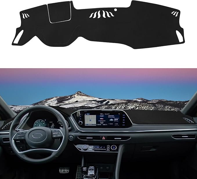 Dashboard Cover Mat Custom Fit for 2020 2021 2022 2023 Hyundai Sonata Dash Cover Nonslip Dash Mat Protector Sunshade No Glare Black (Only fits for 8.0-inch Touch Screen Dashboard)