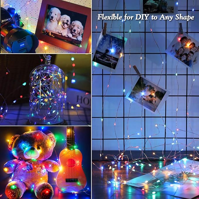Brizled 2 Pack Each 200 LED 66ff Multicolor Solar Christmas Lights, Colored Solar String Lights 8 Modes Twinkling Fairy Lights with Memory Waterproof Twinkle Lights for Outdoor Garden Party Tree Decor