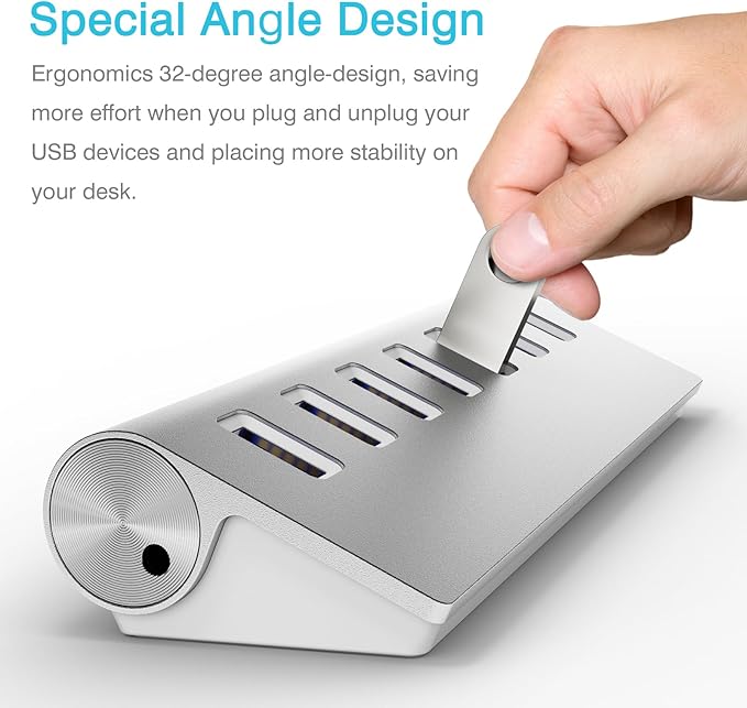 USB 3.0 Hub, USB Hub Powered with 5V/4A 20W Power Adapter and 4.9Ft Cable, Hub for PC Laptop