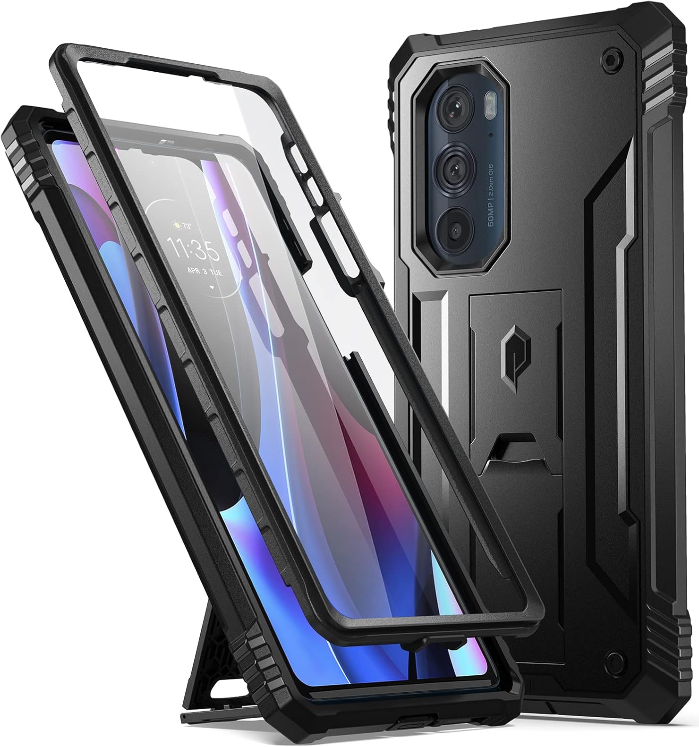 Poetic Revolution Case for Moto Edge Plus 5G (2022) - XT2201, Rugged Full-Body Cover with Kickstand & Screen Protector,