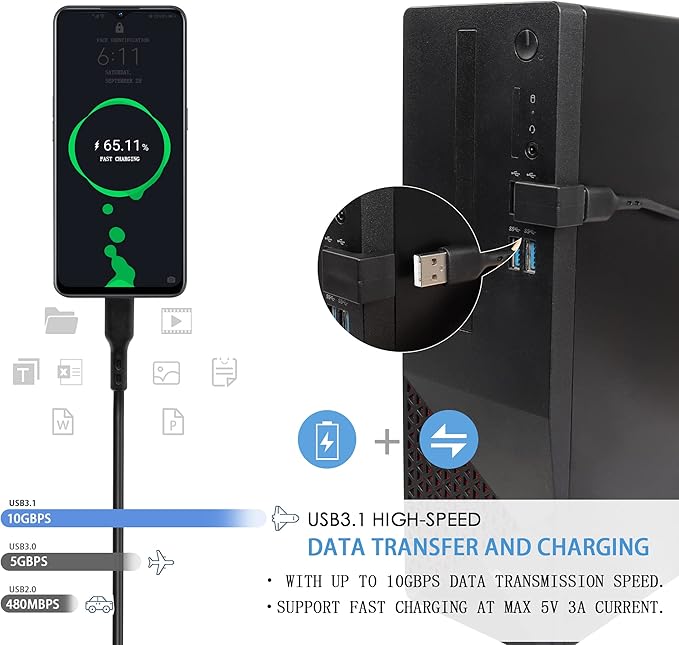 QIANRENON U-Shape USB 3.1 Adapter 180 Degree USB A Male to Female Coupler Connector 10Gbps USB Type A Support Data Transfer Connector Converter OTG for PC Laptop Power Bank 2Pcs