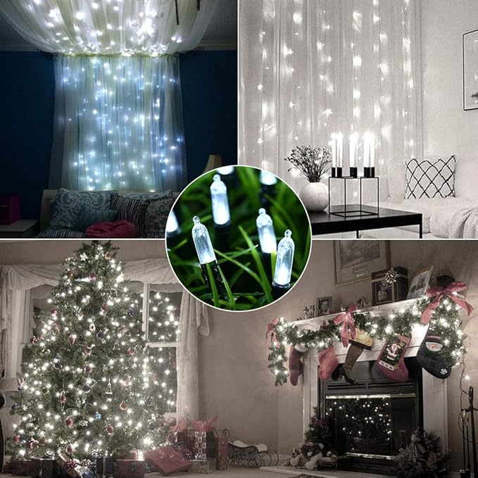 LYHOPE Battery Christmas Lights, 33ft 100 LED Christmas Lights Waterproof 8 Modes Battery Operated String Lights for Outdoor & Indoor, Xmas Tree, Wreaths, Holiday Decoration (Cool White)