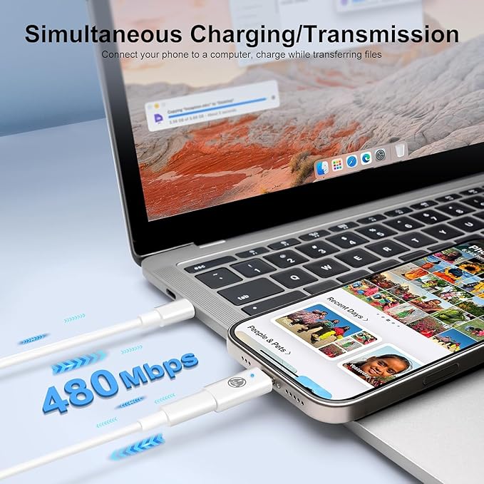 Lightning to USB-C Adapter (2-Pack), USB C Male to Lightning Female PD 35W Charging & Data Transfer - White