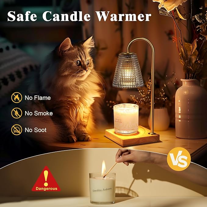Black and Gold Candle Warmer Lamp with Timer Dimmer,Birthday Gifts for Women Mom,House Warming Gifts New Home Room Decor,Vintage Wax Warmer for Scented Wax Jar Candles
