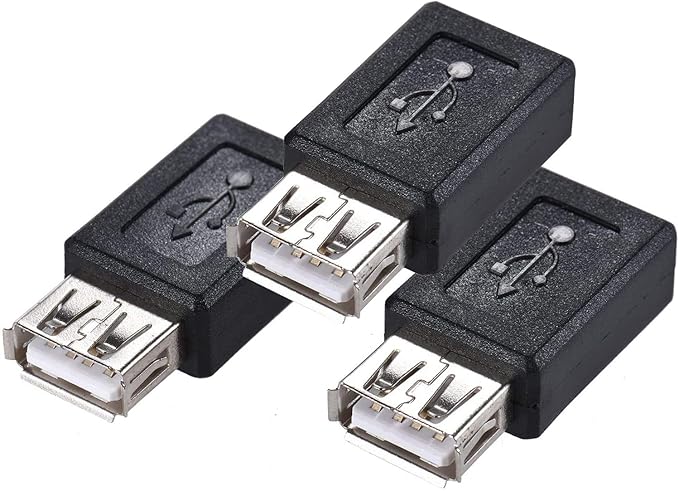 3-Pack USB 2.0 A Female to Micro USB Female Adapter Converter Connector Support Data Sync & Charging