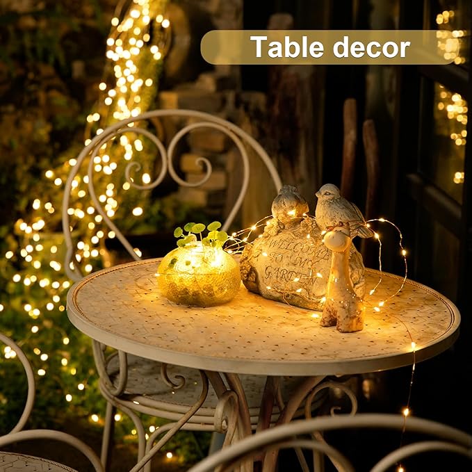 JMEXSUSS 2 Pack Fairy Lights Battery Operated with Remote, Total 200 LED 66ft Battery Powered Christmas Lights, 8 Modes Twinkle String Lights for Bedroom, Indoor Christmas Tree Decor, Warm White