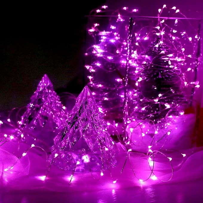 [6-Pack] 7Feet Starry String Lights,Fairy String Lights 20 Micro Starry Leds On Silvery Copper Wire 2pcs CR2032 Batteries Included,Works for Wedding Centerpiece,Party,Christmas Table Decor (Pink)