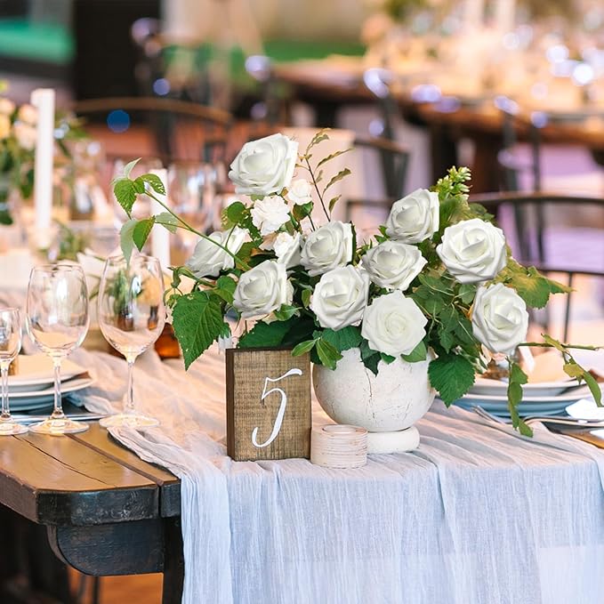 JOYLEX 200Pcs White Artificial Flowers Realistic Roses, Real Looking Fake Roses with Stem for DIY Wedding Bouquets Centerpieces Bridal Shower Party Home Romantic Decorations (White, 200pcs)