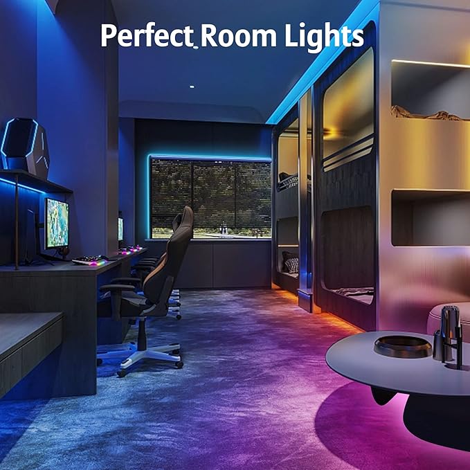 KEELIXIN Bluetooth Music Sync LED Strip Lights for Bedroom - APP & Remote Control, RGB Home Decor Lights, Luces Led para Cuarto