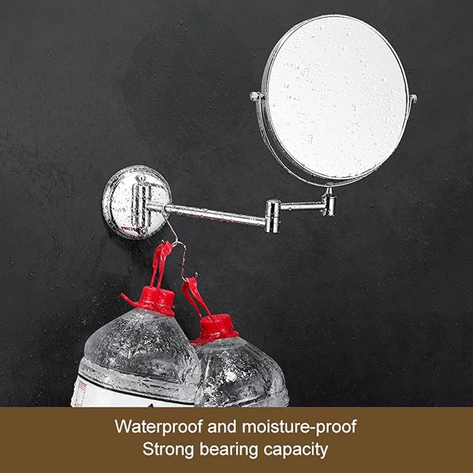 Wall Mounted Makeup Mirror, 3X Wall Mounted Magnifying Mirror Adjustable Height Double-Sided Mirrors for Bathroom Vanity,8 Inch Extendable Bathroom Mirror for Shaving 6 inches