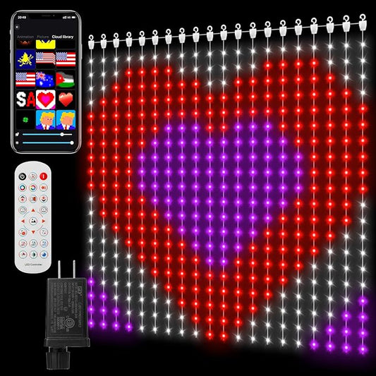 Smart Curtain Lights 400 LED, Color Changing LED Curtains Light 6.6 * 6.6 FT, DIY Fairy String Light Curtain for Bedroom Backdrop Party Indoor Outdoor Christmas Decor (APP +Remote Control)