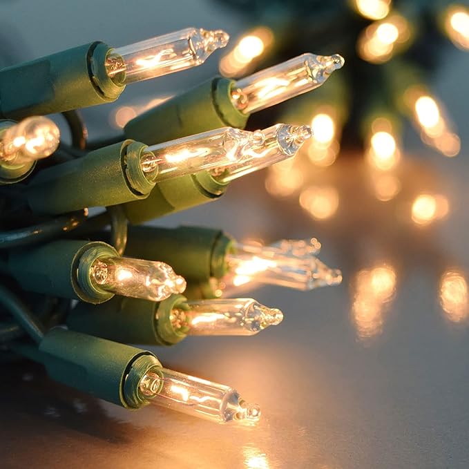 FUNPENY Christmas Lights, 2 Pack Total 300Count 60FT String Lights Green Wire for Indoor/Outdoor Christmas Tree Xmas Party Holiday Home Decorations, Warm White