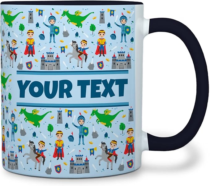 Personalized Mug for Kids - Princes - Custom Name/Text, Ceramic Hot Chocolate/Cocoa/Coffee Cup for Boys, Birthday/Christmas/Holiday Gift - 11 oz, Black Handle