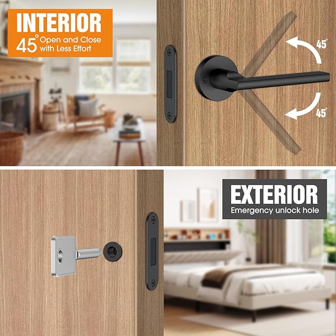 Magnetic Auto-Lock Invisible Door Lock - Single-Sided Hidden Design, Hidden Handle & Mini Keyhole, Aluminum Alloy for Bookshelf Doors/Invisible Doors/Secret Rooms (1, Black)