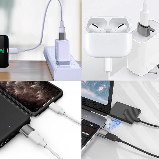 USB to USB C Adapter, Type C to USB 3.1 Adapter 10Gbps Compatible with iPhone 17 16 15 14 13 12, Samsung Galaxy S25 S24 S23 S22 S21, MacBook, PC, Laptop (Grey)