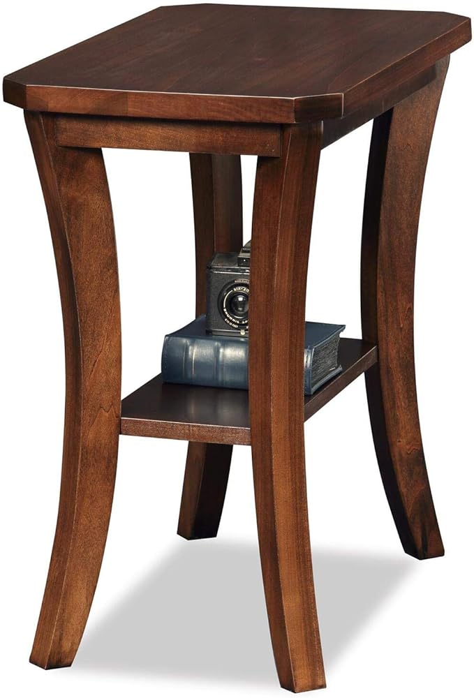 Leick Home Boa End Table, Solid Wood, Narrow, Bottom Display Shelf, Easy-Assembly, For Living Room/Bedroom, Chocolate Oak, 24.0 in. L x 14.0 in W x 24.0 in. H, 10305