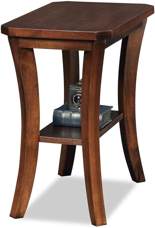 Leick Home Boa End Table, Solid Wood, Narrow, Bottom Display Shelf, Easy-Assembly, For Living Room/Bedroom, Chocolate Oak, 24.0 in. L x 14.0 in W x 24.0 in. H, 10305
