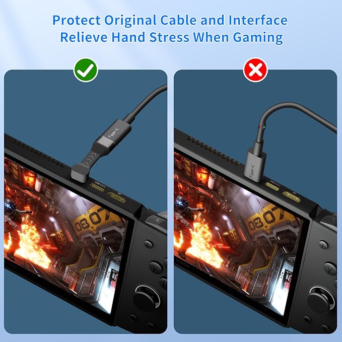 PeakDo USB-C Male to Female Adapter 90 Degree,18W Flexural USB Type C Adapter Extension for Steam Deck,ROG Ally,Switch,Laptop,Tablet and Mobile Phones,Supports 4K@60Hz,10Gbps Data Transfer(2 Pack)
