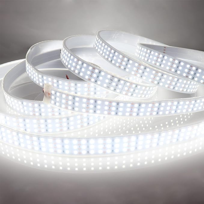 16.4Ft Super Bright Triple Row LED Strip Lights, Daylight White 6000K DC12V 1800LEDs Dimmable Flexible Truck LED Tape Lights, Outdoor Waterproof IP67 Wheel Light Strips