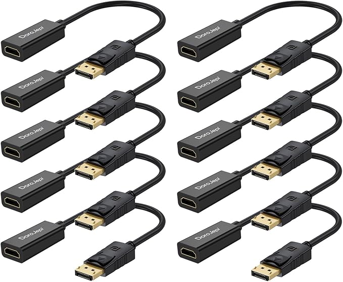 4K DisplayPort to HDMI Adapter 10 Pack, Display Port DP Male to HDMI Female Converter (Uni-Directional) Compatible with Laptop/Computer/AMD/NVIDIA, Monitor/HDTV/Projector