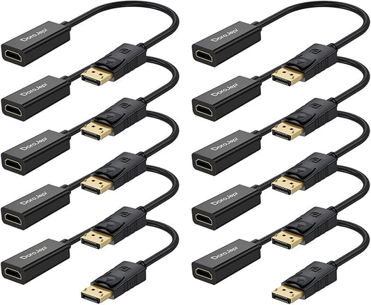 4K DisplayPort to HDMI Adapter 10 Pack, Display Port DP Male to HDMI Female Converter (Uni-Directional) Compatible with Laptop/Computer/AMD/NVIDIA, Monitor/HDTV/Projector