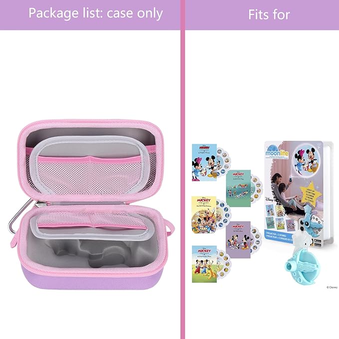 Hard Case Compatible for Moonlite Mini Projector and Story Reels, Storybook Projector Protective Storage Shell, CASE ONLY (Purple&Pink)