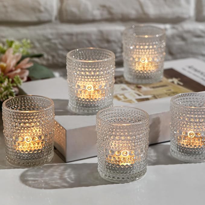 48 Packs Votive Candle Holders, Clear Tea Lights Candle Holders Bulk Tealight Candle Holder for Table Glass Holder for Wedding Decoration