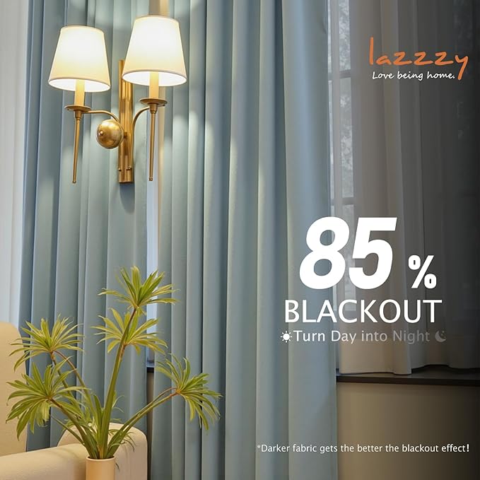 Lazzzy Velvet Blackout Curtains Thermal Insulated Room Window Drapes Super Soft Luxury Curtains for Living Room Bedroom Rod Pocket 2 Panels, Misty Blue, 52" W x 72" L