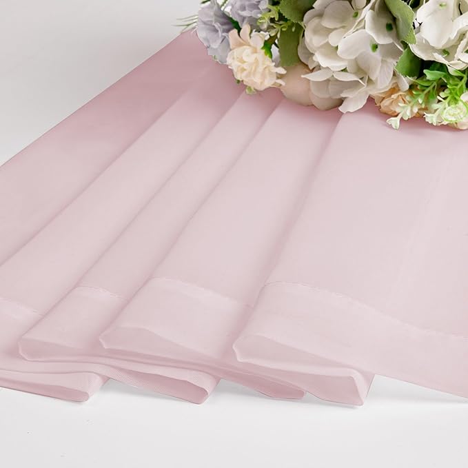 OWENIE Extra Long Sheer Curtains 96 Inches Long, Rod Pocket Airy Solid Blush Sheer Panels, Elegant Voile Sheer Curtains & Drapes for Living Room Bedroom 2 Panels Set, Each 42Wx96L inch