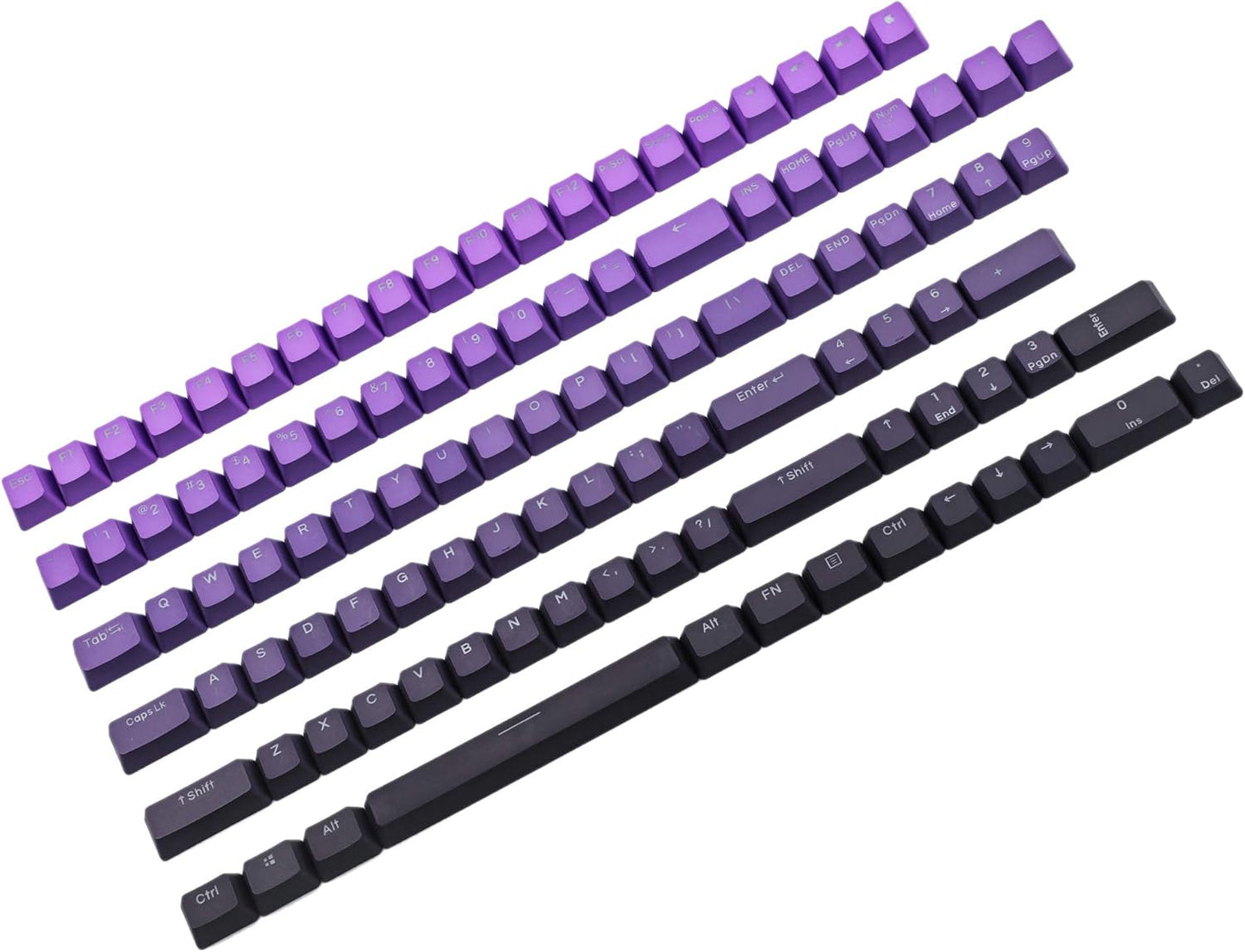 YMDK Double Shot 108 Dyed PBT Shine Through OEM Profile Keycap for MX Switches Mechanical Keyboard (Purple Gradient)