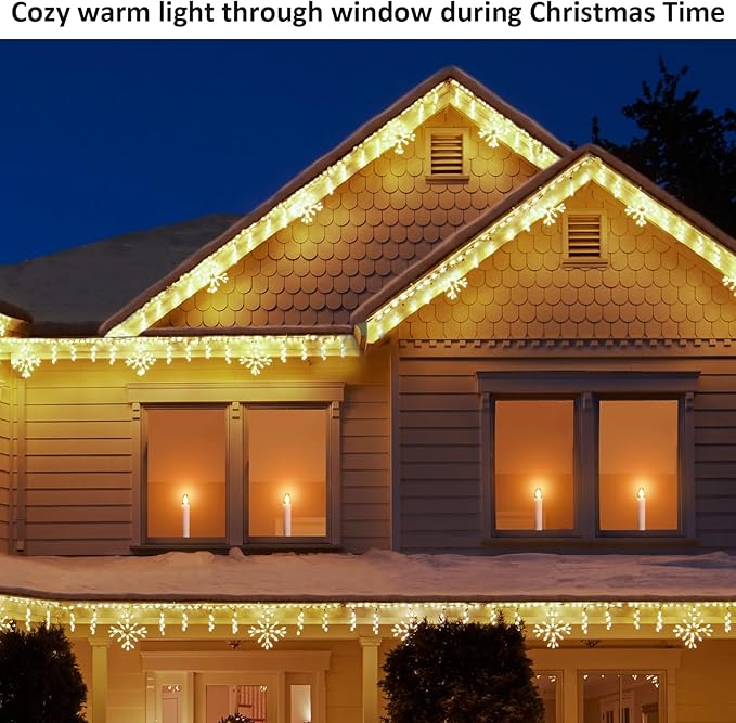 6-Pack Dusk to Dawn Electric Christmas Window Candle Lights with Shatterproof Plastic LED Bulbs, Plug-in Corded Window Candle Lamps, Auto On/Off Light Sensor, 6 Suction Cups Included, Warm White
