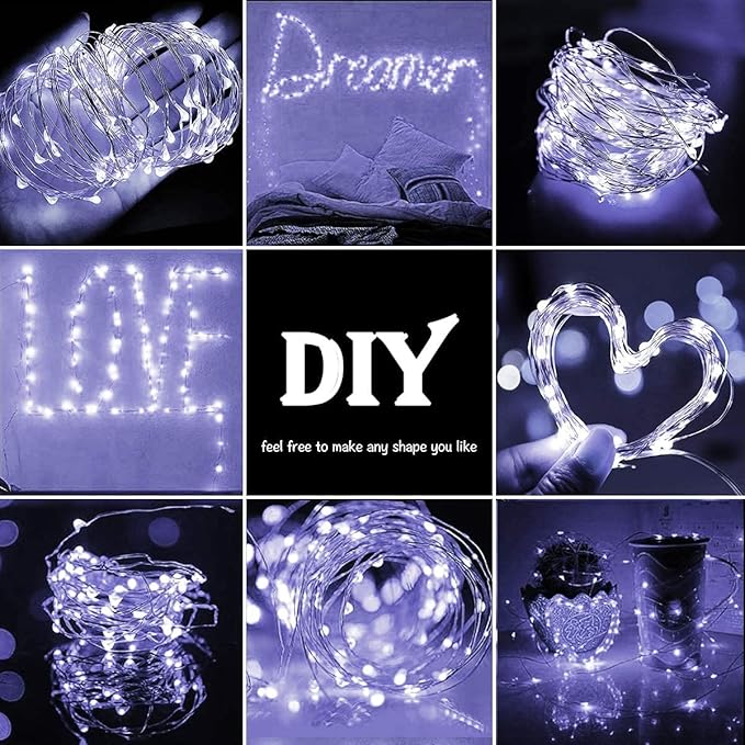 Sanniu Led Fairy Lights Battery Operated, 1 Pack Mini Battery Powered Copper Wire Starry String Lights for Christmas,Bedroom, Parties,Wedding,Indoor,Home Decoration (5m/16ft Cool White)