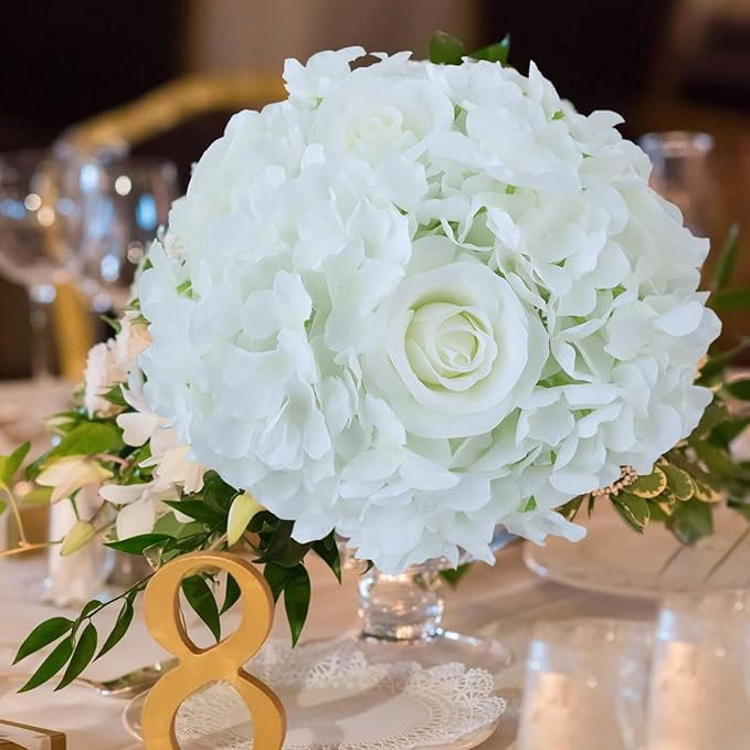 AVIVIHO 106pcs White Hydrangea Artificial Flowers Bulk Fake Flower Faux Hydrangeas Silk Flowers with Stems for Wedding,Parties,Table Centerpieces, Bridal Bouquet,Baby Shower,Home,Festival Decoration