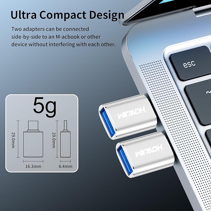 USB C to USB Adapter 2 Pack,USB 3.2 Female to Type-C Male OTG Adapter,100W Fast Charging 10Gbps Transfer,Aluminum Alloy Housing for M-acBook Pro/Air,Phone 15/16/17,Pad,G-alaxy,S-urface Silver