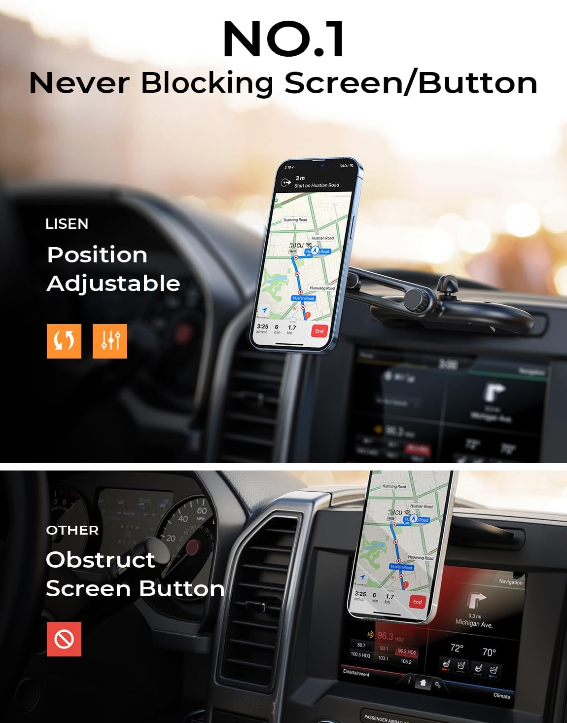 LISEN for MagSafe CD Phone Holder for Car Mount, Angle Adjustable Magnetic Phone Holder for iPhone Magsafe