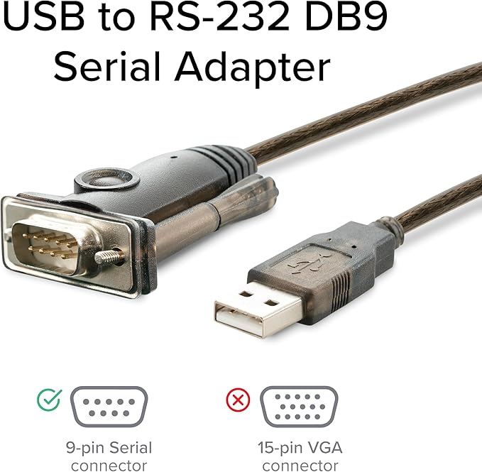 Plugable USB to Serial RS-232 Adapter (5ft) with COM Retention - Compatible with Windows, Mac, Linux (DB9 DTE Male Connector, Prolific PL2303GT Chipset, Up to 1Mbps) - PL2303-DB9