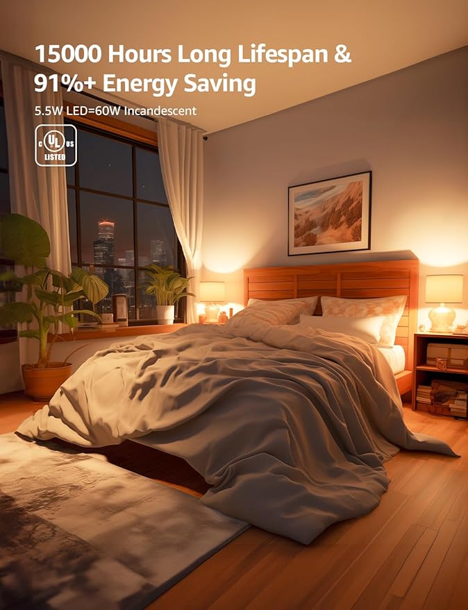 Lepro Led Chandelier Bulbs 60w Equivalent,E12 Dimmable Candelabra Bulbs for Ceiling Fan and Chandelier, 500lm 2700k Soft White Filament Bulbs,Type B Base, Ultra Energy Saving, Long Lifespan, 6-Pack