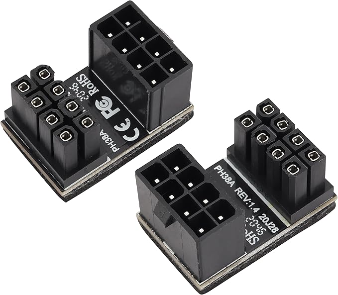 2Pack 180 Degree ATX 8Pin Female to Male Connector U Type PCI 8 Pin to 8 Pin PCI Express Video Card Power Adapter for Desktop Graphics Card GPU