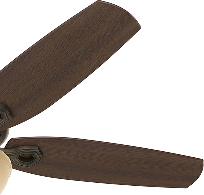 Hunter 52 inch Indoor Ceiling Fan with LED Light - Bronze Ceiling Fan with Pull Chain, For Bedroom or Living Room, Standard Mount, No Remote, 5 Blades, Includes Bulbs- Builder Deluxe 53091, New Bronze