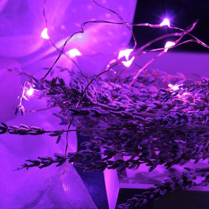 16 Packs Fairy Lights Battery Operated(Batteries Included),10.2FT 30LEDs Copper Wire Firefly Lights,Mini Starry String Lights for Mason Jars Wedding Party DIY gift Christmas Decor (Purple Fairy Light)