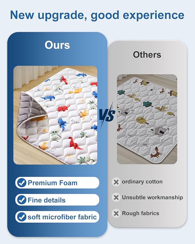 Odorless Premium Foam Baby Play Mat 36" x 36", Soft Microfiber Fabric Crawling Mat for Floor- Comfortable and Hypoallergenic, Non-Slip Cushioned Floor Playpen mat for Infants,Babies,Toddlers
