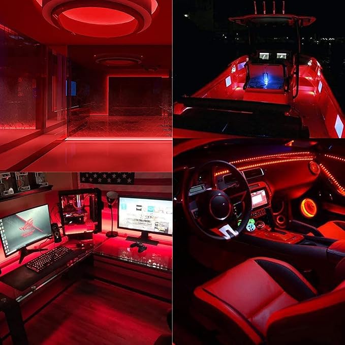 12V 5M/16.4ft LED Strip Light Red 600LEDs Flexible SMD2835 High Brightness No-Waterproof IP20 LED Tape Lights for Bedroom Christmas Party etc(No Power Supply)