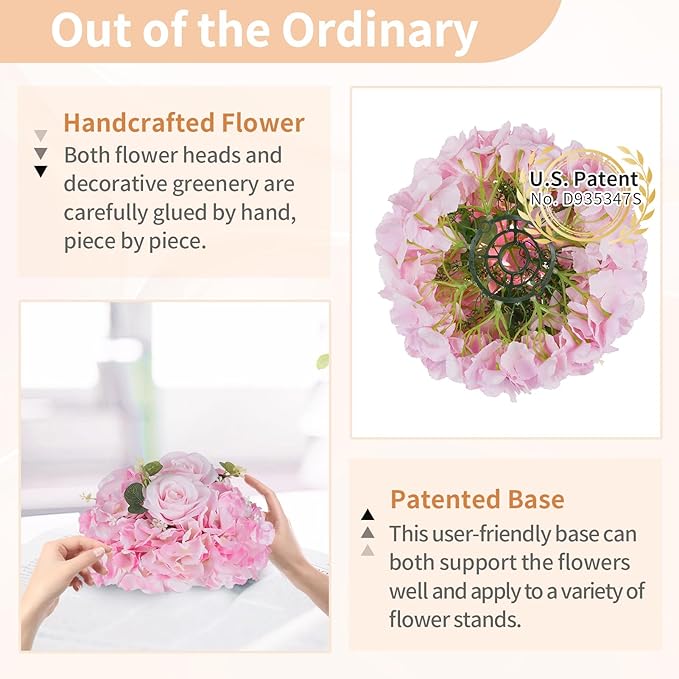 NUPTIO Flower Balls Flowers for Centerpieces: 2 Pcs 11.8 inch Diam Pink Artificial Rose Fake Flower Ball Arrangement Bouquet Wedding Centerpieces for Tables Wedding Centerpiece Decorations