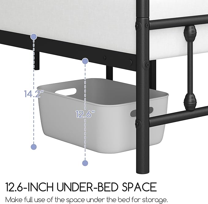 Yaheetech Classic Metal Platform Bed Frame Mattress Foundation with Victorian Style Iron-Art Headboard/Footboard/Under Bed Storage/No Box Spring Needed/Twin XL Size Black