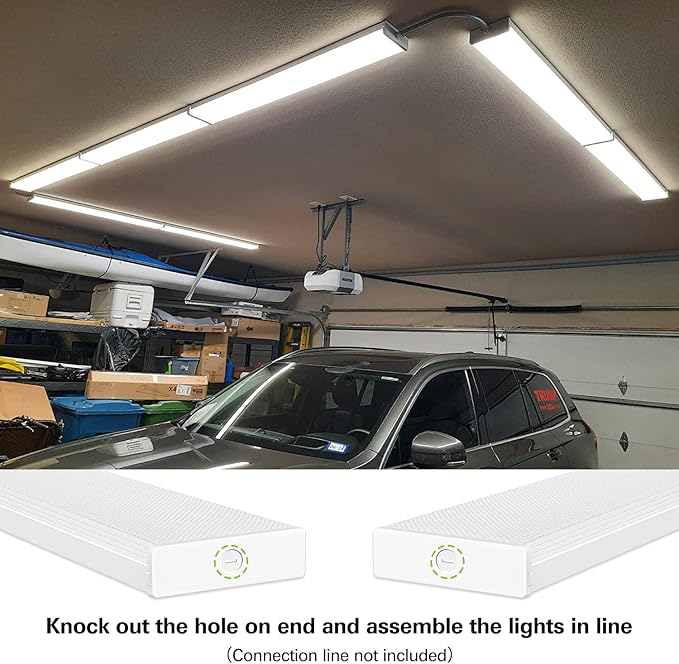 hykolity 4FT LED Wraparound Light, 40W, 4400lm, 4000K, [2-lamp 32W Fluorescent Equiv.], 4 Foot LED Wrap Light Fixture, Flush Mount Office Ceiling Light for Garage, Office, Kitchen, ETL Listed