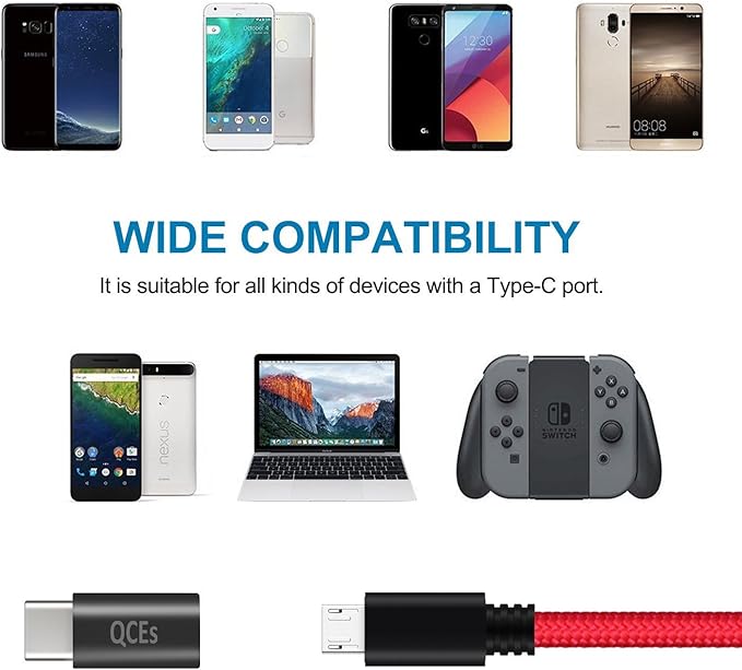 QCEs Micro USB to USB C Adapter 4Pack, Micro USB Female to USB-C Male OTG Adapter Fast Charging Compatible with iPhone 15 Pro Plus, Samsung Galaxy, Type-C Phones, Tablets