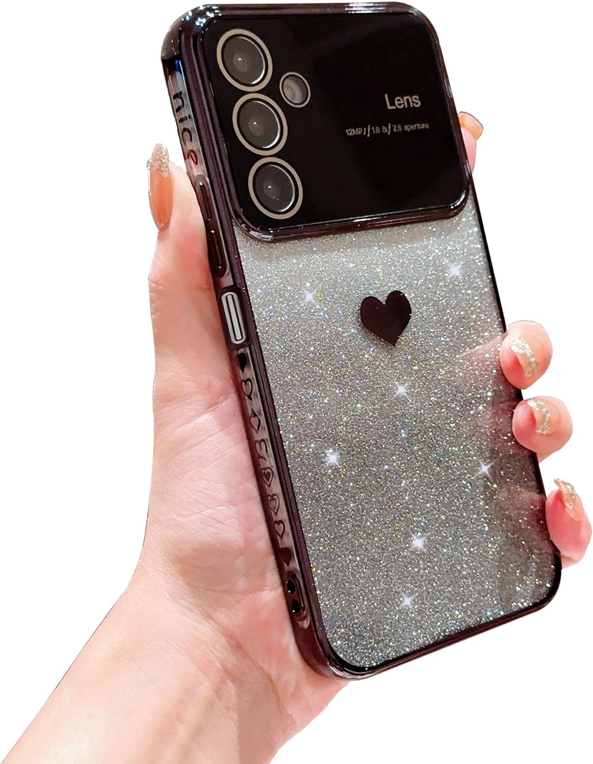 phylla Gradient Bling Glitter Heart Case for Samsung Galaxy A25 5G, Slim Clear Shockproof Bumper