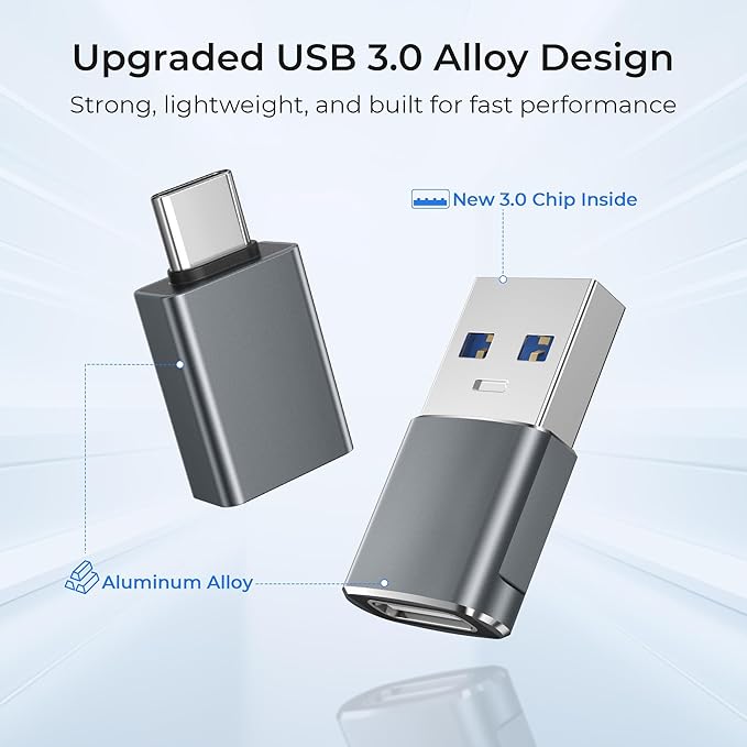 Basesailor USB to USB C Adapter with C Male to 3.0 Female Charger 4P for iPhone 17e 17 Air Apple 16 15 14 13 Pro Max Mini Plus,Thunderbolt 4 OTG Converter for iWatch 11,Samsung Galaxy S26 S25 S24,iPad